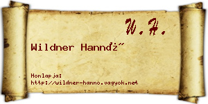 Wildner Hannó névjegykártya
